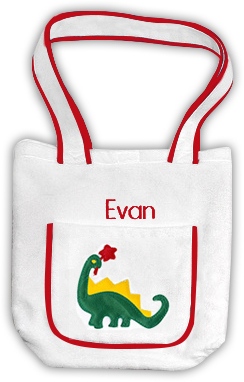 Boy's Cotton Velour Tote Bag with Dinosaur Design